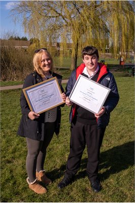 Jack and Deb with their achievement certificates