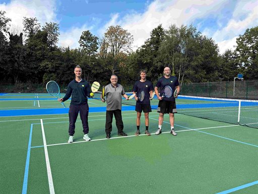 Cllr Ready and Mark Cowley (left) with Scot and Rob from Be Well at Mesnes Park