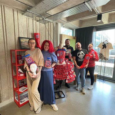 Jess and Lisa from ReDoo with Scott Williams and Craig Bourne from Pride Committee and Anita from Uncle Joe's