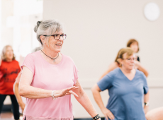 Group doing spin class