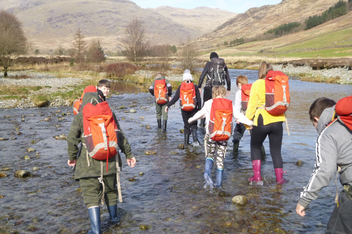 Students exploring Low Bank Ground