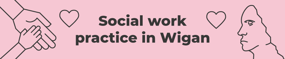 Social work in practice in wigan banner