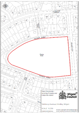 Red edged map Salisbury Avenue