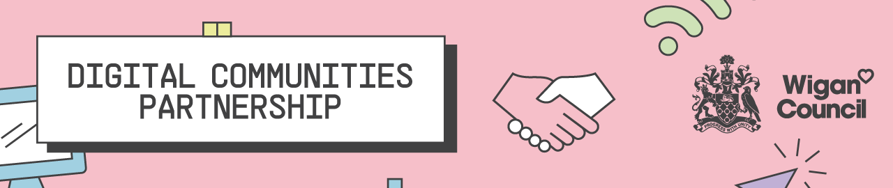 Digital Communities Partnership web banner with Wigan Council logo