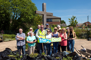 Stubshaw Cross Heritage Garden with council staff volunteers