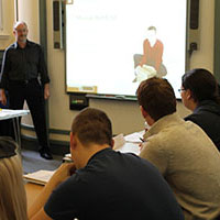 People having a training session in the discover room at the Museum of Wigan Life