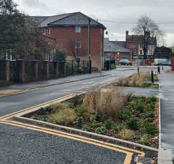 Traffic junction within a housing estate