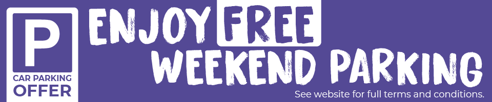 Enjoy free weekend parking banner